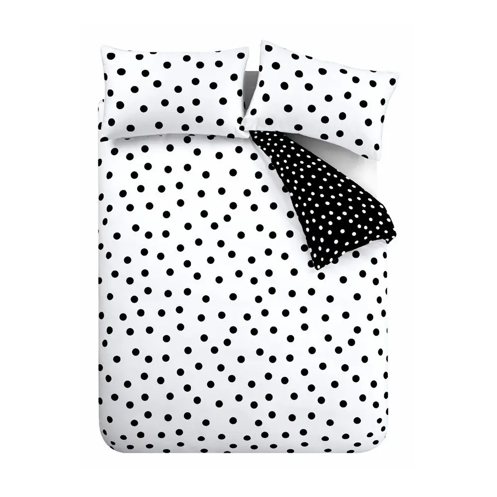 Černobílé povlečení na jednolůžko 135x200 cm Polka Dot – Catherine Lansfield