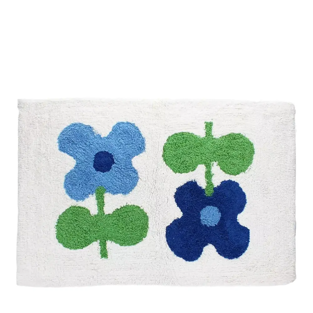 Bílá/modrá koupelnová předložka 50x80 cm Blue Flowers – Rex London