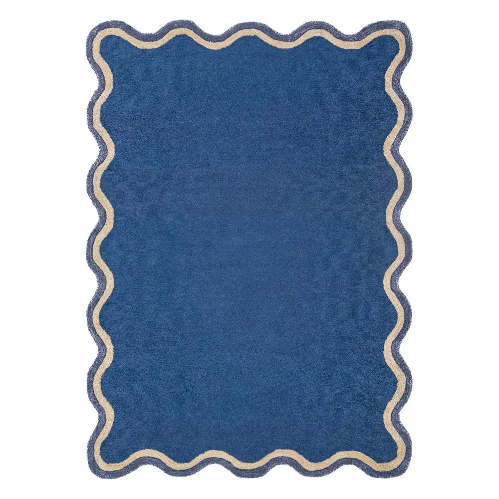 Tmavě modrý ručně tkaný koberec s příměsí vlny 160x230 cm Rivo Wool – Flair Rugs