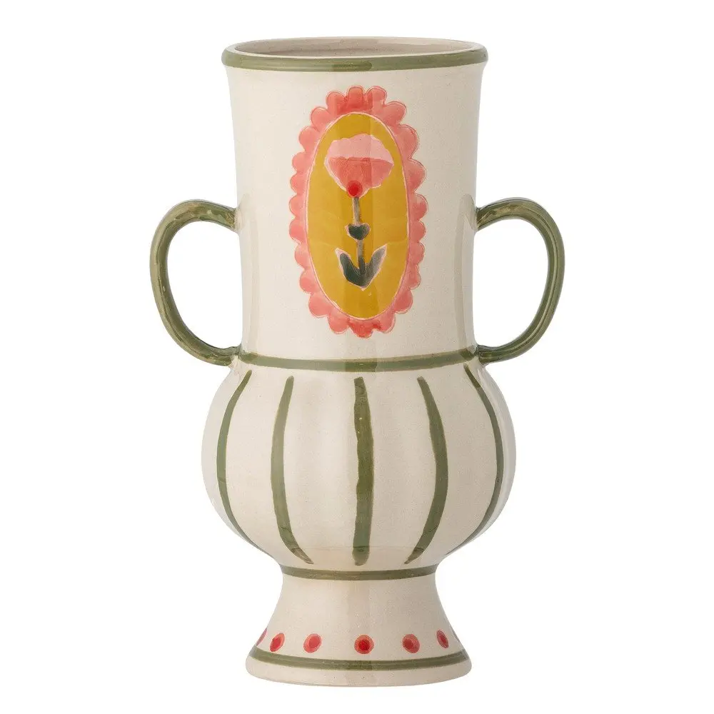 Béžová ručně malovaná váza z kameniny (výška 21 cm) Odina – Bloomingville