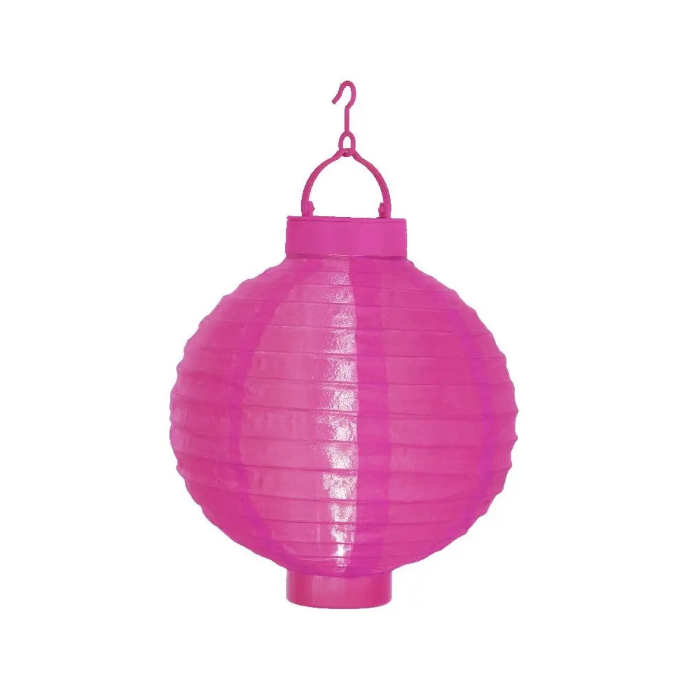 Růžový venkovní solární LED lampion Star Trading, ø 20 cm
