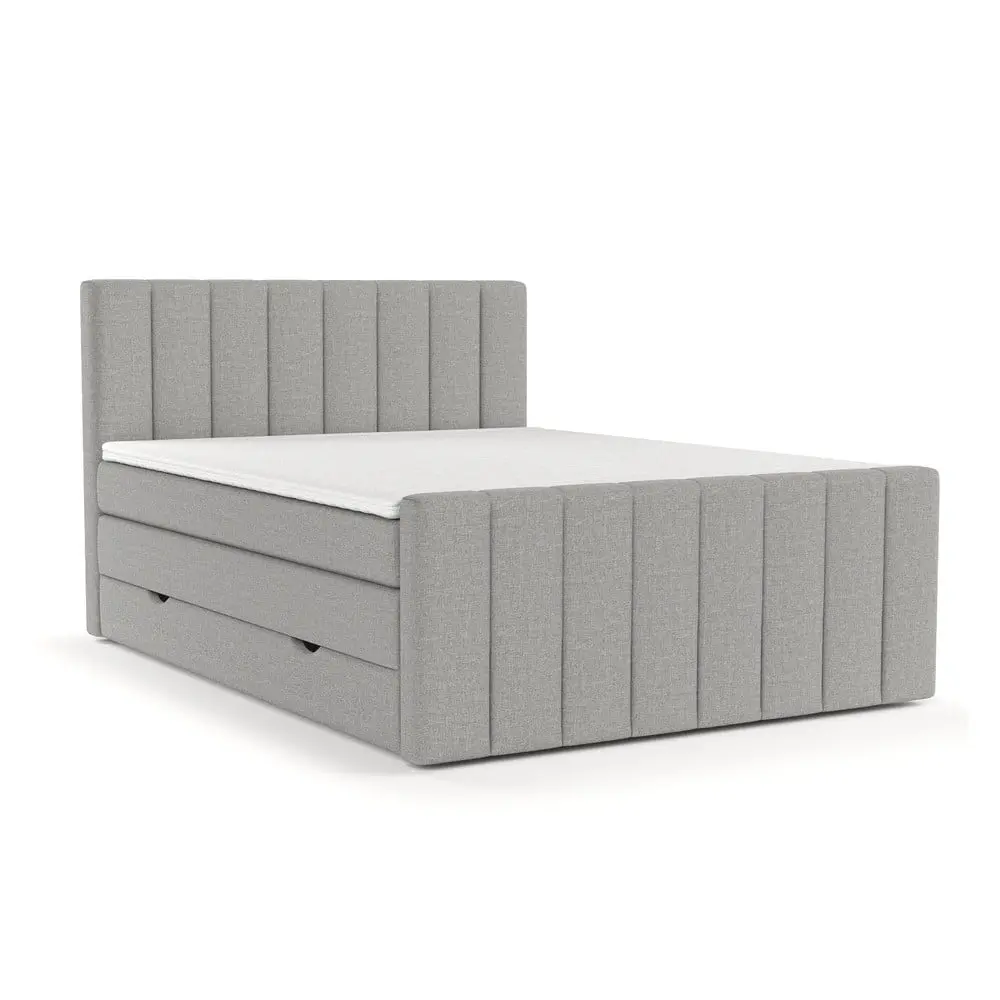 Šedá boxspring postel s úložným prostorem 140x200 cm Ruby – Maison de Rêve