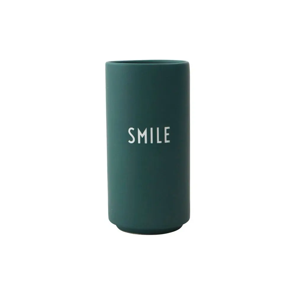Tmavě zelená porcelánová váza Design Letters Smile, výška 11 cm
