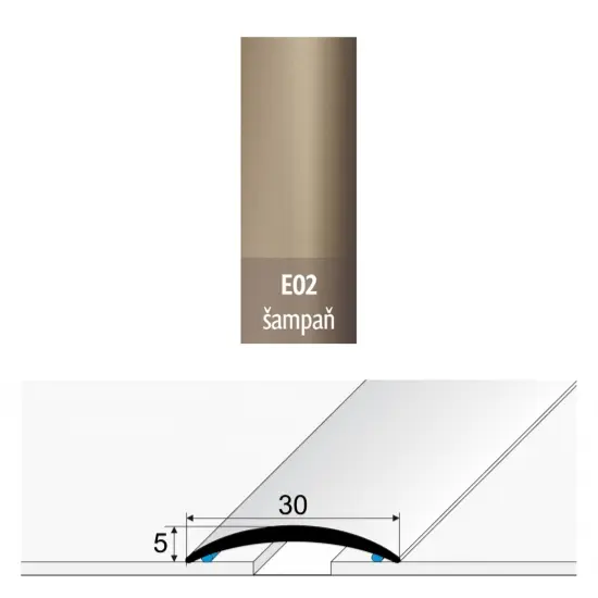 Přechodová lišta 30 mm oblá samolepící E02 šampaň