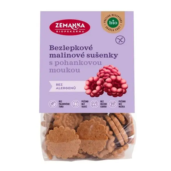 Zemanka Malinové sušenky s pohankovou moukou BIO - bezlepkové 100 g