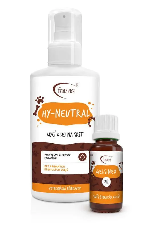 Aromafauna Mycí olej na srst HY-Neutral + Směs éterických olejů Gelsinex 100 ml + 10 ml