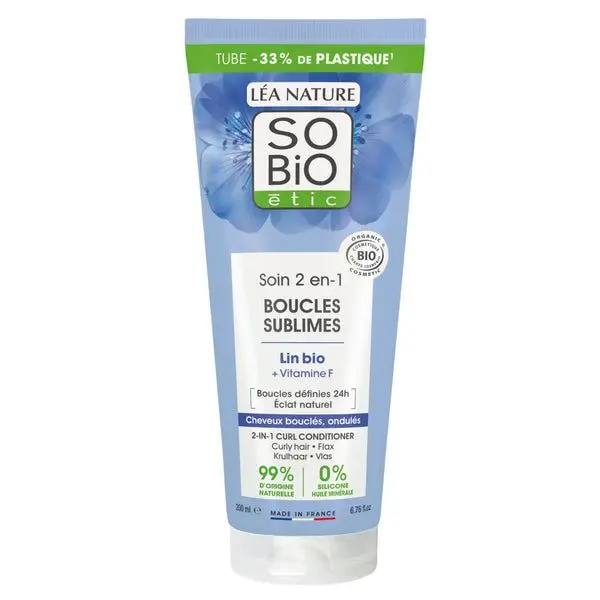 SO’BiO étic Péče 2v1 pro kudrnaté vlasy s vitaminem F a lněným semínkem BIO 200 ml