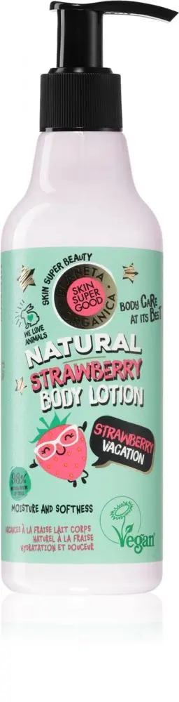 Planeta Organica SKIN SUPER GOOD Jahodové tělové mléko - Jahodová dovolená 250 ml
