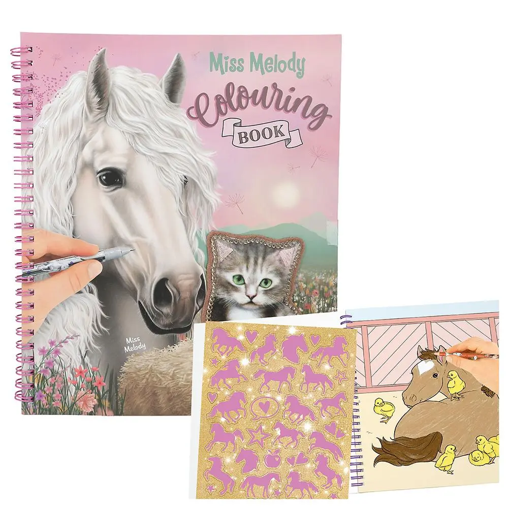 Sprirálové omalovánky s flitrovou nášivkou Miss Melody