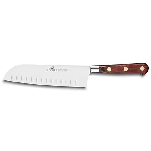 Lion Sabatier Santoku nůž SAVEUR mosazné nýty hnědá 18 cm