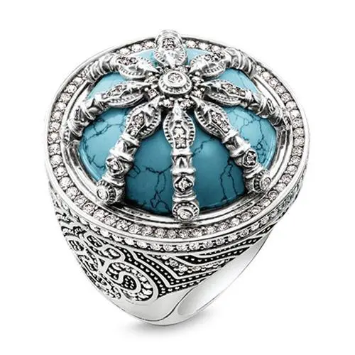 Thomas Sabo Prsten Tyrkysové kolo TR2025 646 17 50 Sterling silver blac