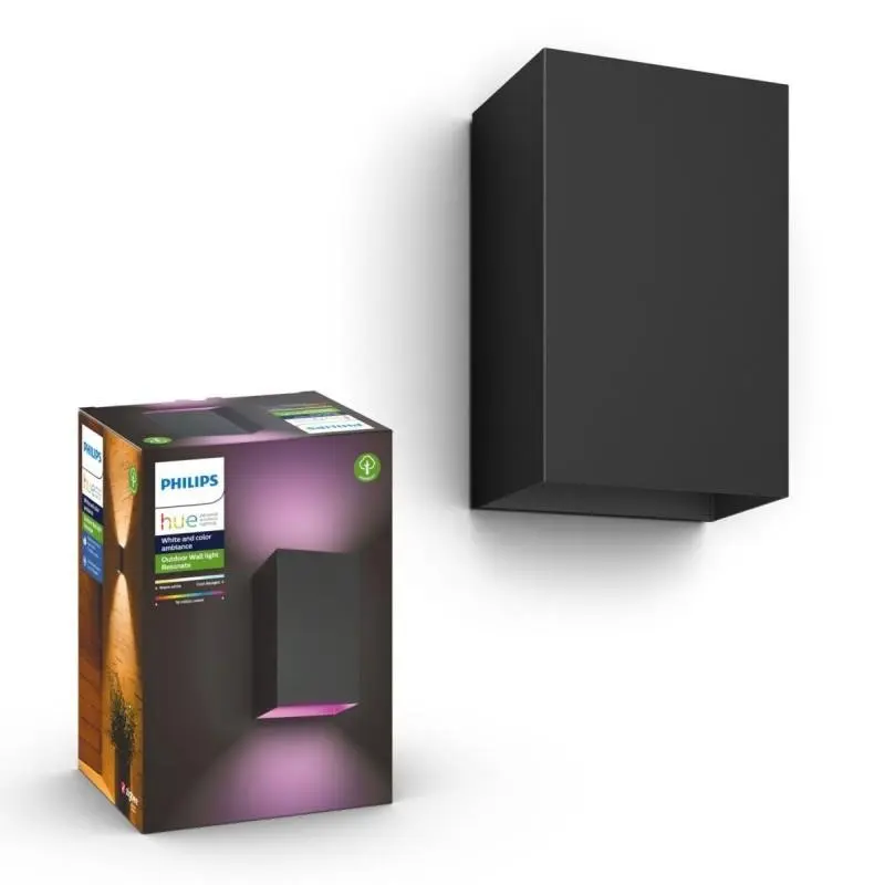 Philips Hue Resonate - Chytré nástěnné venkovní LED svítidlo, 18x12 cm, černá 915005842901