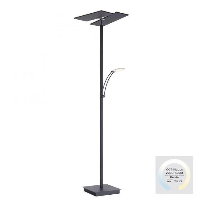 PN 687-13 ARTUR LED stojací lampa antracit, nastavitelná, stmívatelná, čtecí rameno, CCT paměť 2700-5000K - PAUL NEUHAUS