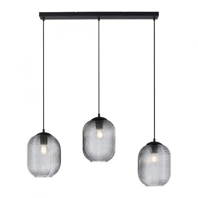 PAUL NEUHAUS závěsné svítidlo, kouřové sklo, 3 ramenné, retro design, oválné