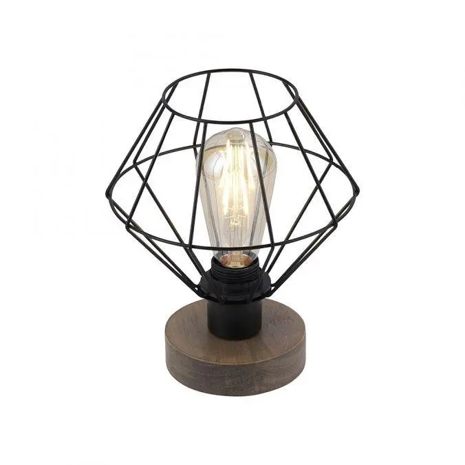LD 15216-78 KASKA Stolní lampa, dřevodekor, 1xE27 max. 40 W, do interiéru, dřevěný dekor a kov, - LEUCHTEN DIREKT / JUST LIGHT