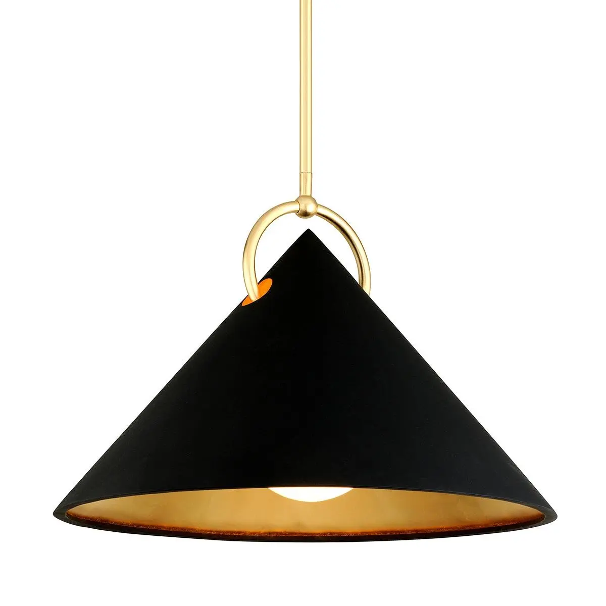 HVLG 289-42-CE Závěsné svítidlo CHARM kov/sklo černá/zlatá/opál E27 1x100W - HUDSON VALLEY (Corbettt)