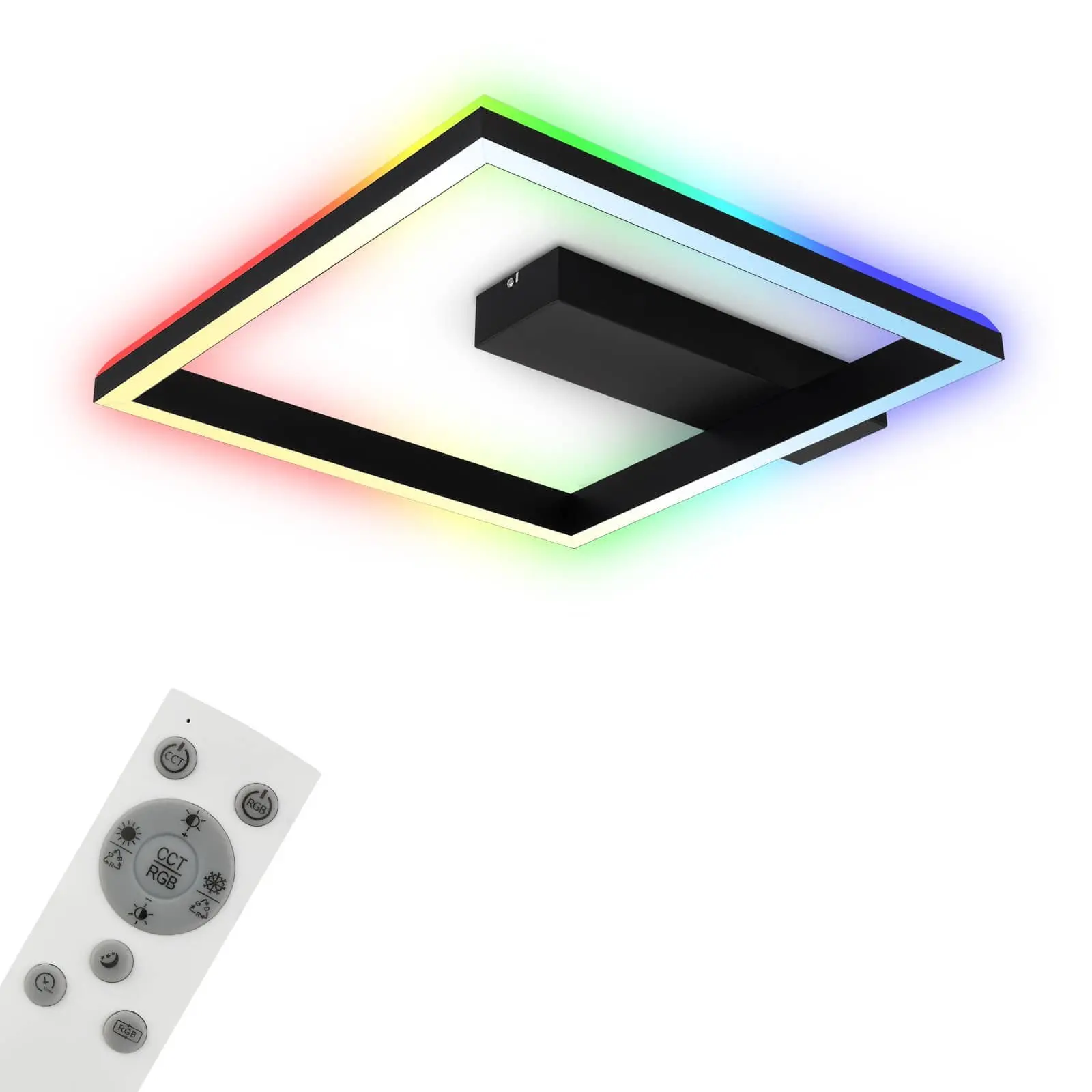 BRILO 3736-015 RGB CCT LED stropní svítidlo, 57cm, 20 W, 1800 lm, černá - BRILO