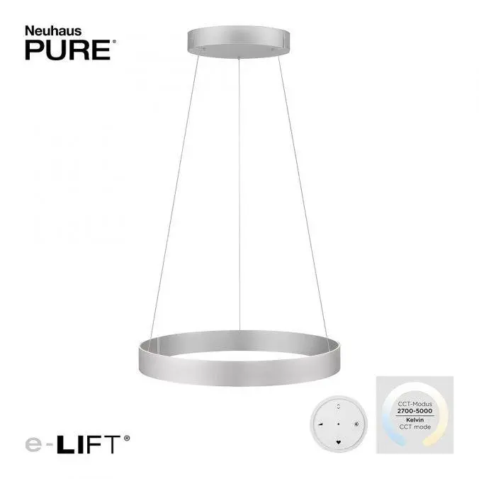 PAUL NEUHAUS LED závěsné svítidlo PURE-E-CLIPSE elektricky nastavitelná výška 2700-5000K šedá 2561-95