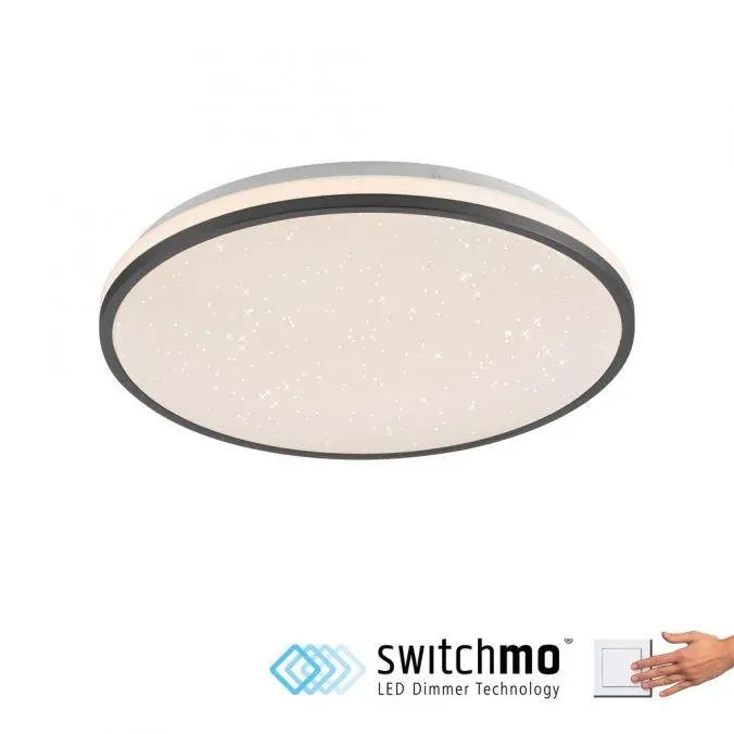 Just Light Stropní LED svítidlo Kyle, hv. obloha, 19W, 2630lm, černá, pr. 38 cm