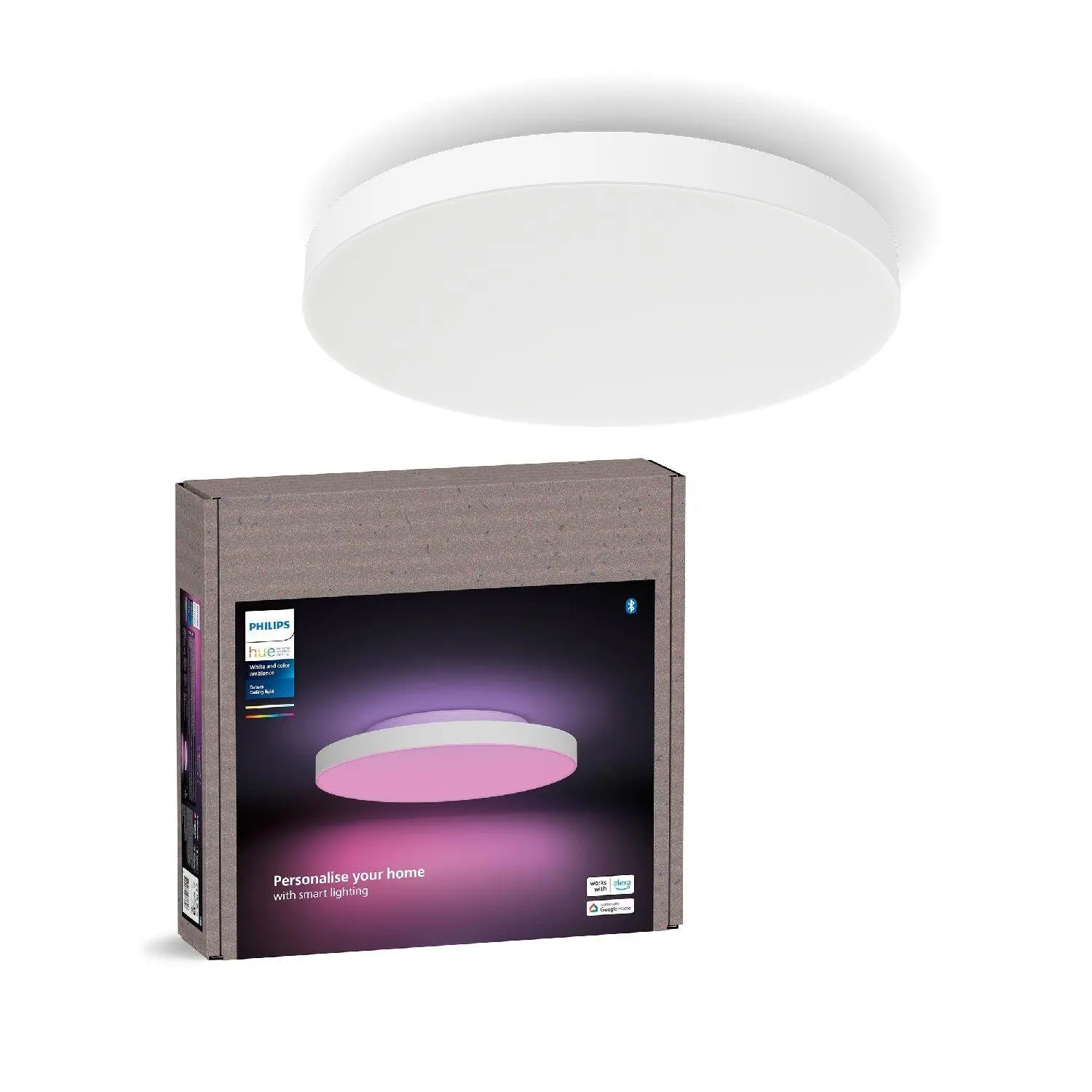 Philips Hue WACA Datura S stropní svítidlo LED 48W 3840lm 2000-6500K RGB 38,4cm kulaté IP20, bílé