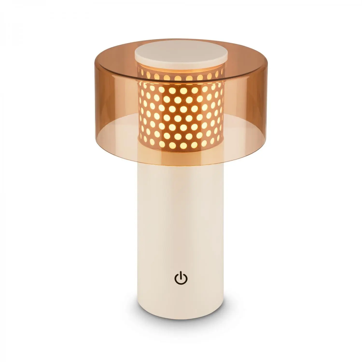 BRILONER Gila stolní lampa - 2,6W, 200lm, bezdrátová, LED, IP44, dotykový vypínač, stmívatelná, kávová/světlešedá 7669014