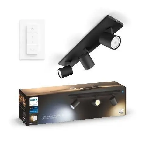 PH 8720169320413 Hue WA Runner bodové LED svítidlo GU10 3x5W 350lm 2200-6500K IP20, černé + ovladač - PHILIPS