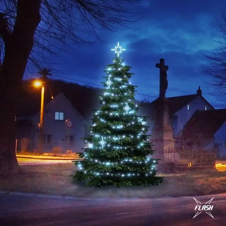 DLED TFS1021 LED světelná sada na stromy vysoké 3-5m, ledová bílá s Flash, dekory EFD15S1