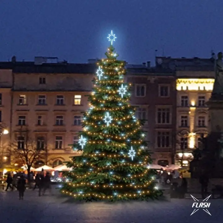 DLED TFS3024A LED světelná sada na stromy vysoké 9-11m, teplá bílá s Flash, ledové dekory EFD09S2