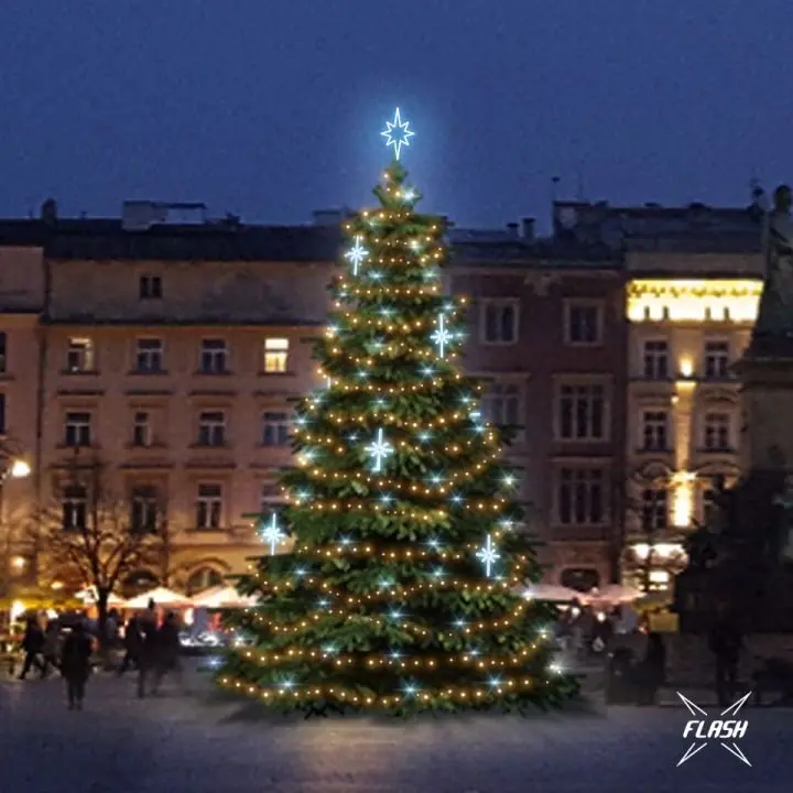 DLED TFS3027A LED světelná sada na stromy vysoké 9-11m, teplá bílá s Flash, ledové dekory EFD15S2