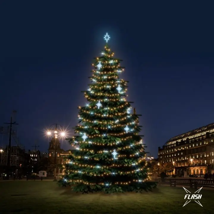 DLED TFS4027A LED světelná sada na stromy vysoké 12-14m, teplá bílá s Flash, ledové dekory EFD15S2