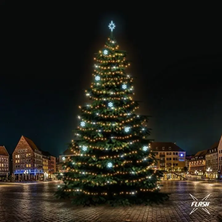DLED TFS7021A LED světelná sada na stromy vysoké 21-23m, teplá bílá s Flash, ledové dekory EFD01