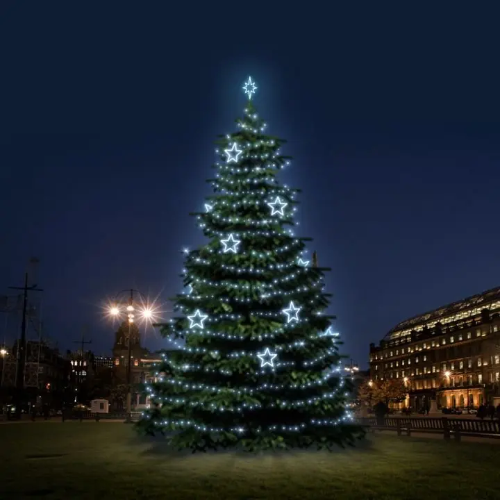 DLED TRS4026 LED světelná sada na stromy vysoké 12-14m, ledová bílá s dekory 8EFD13