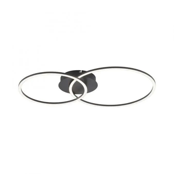 LD 14537-18 IVANKA LED stropní svítidlo v černé barvě v moderním designu se dvěma kruhy a funkcí stmívání SimplyDim 3000K - LEUCHTEN DIREKT / JUST LIGHT