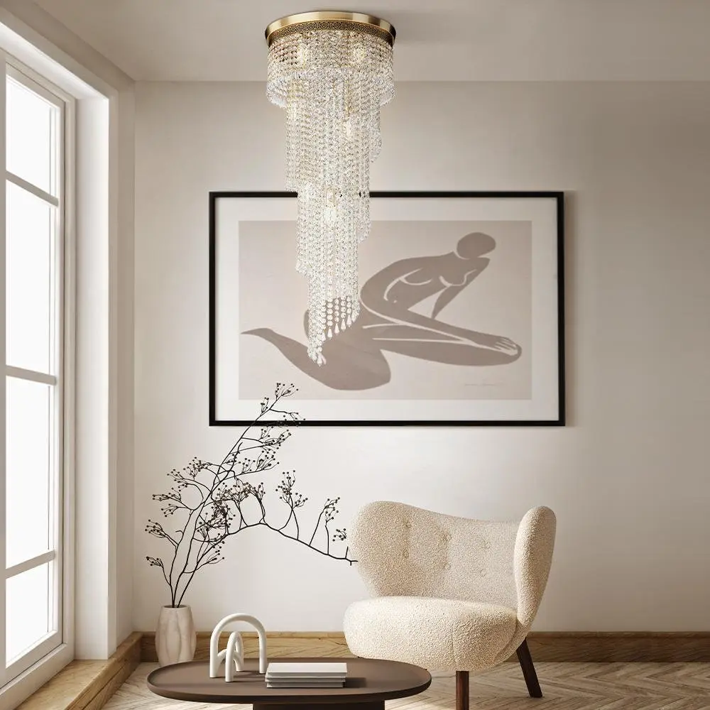 M DIA522-CL-12-G Lustr Cascade 12xE14 60W mosaz kov křišťál křišťálový styl - MAYTONI