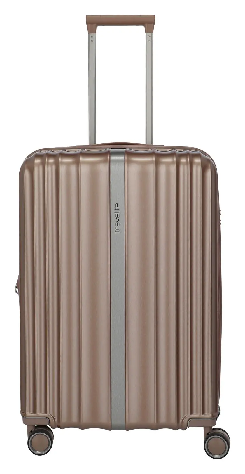 Střední skořepinový kufr na kolečkách Travelite Paros 4w M Cappuccino