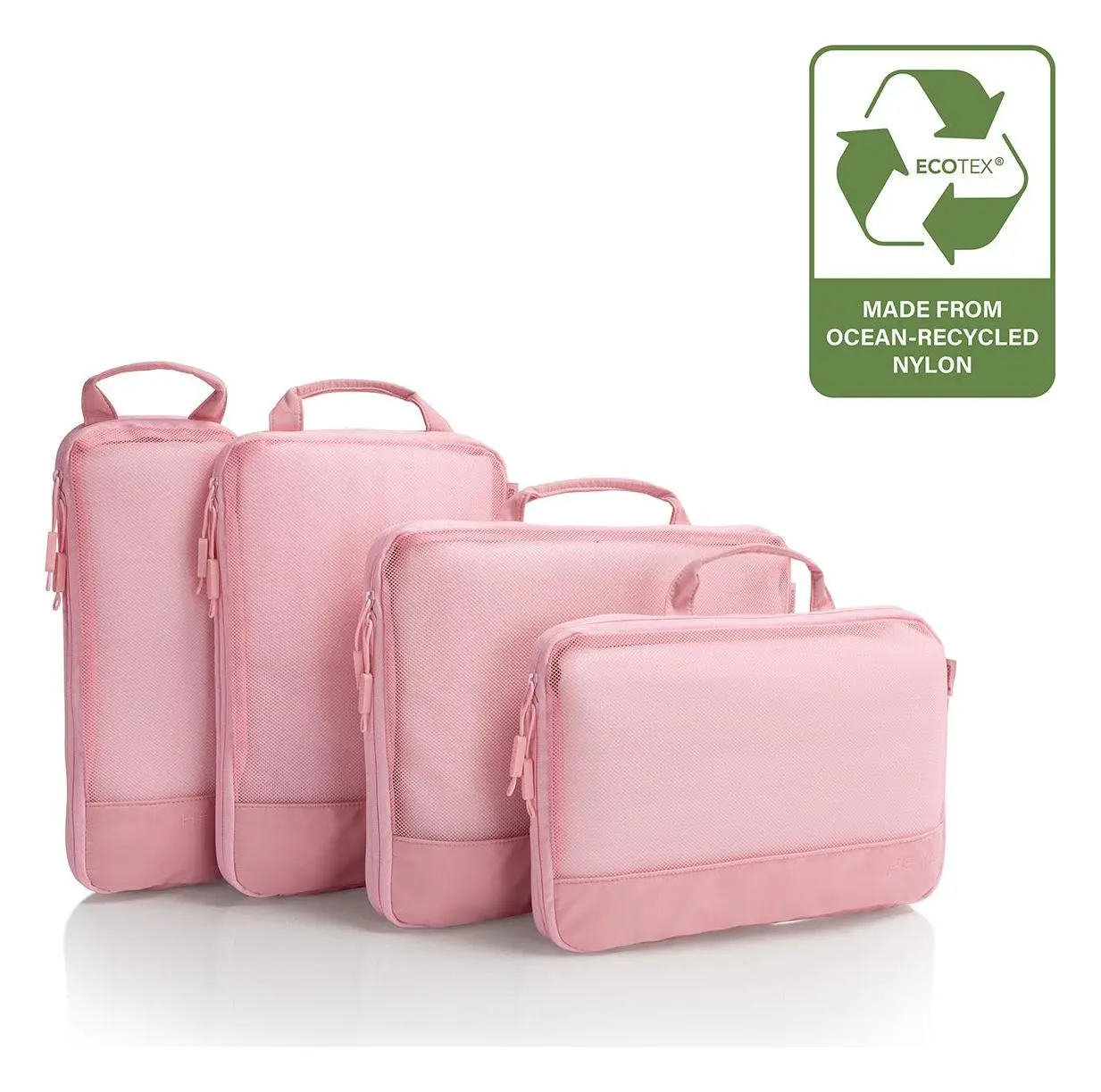 Cestovní organizéry Heys Ecotex Compression Packing Cube 4 Pc Set Pink Sand