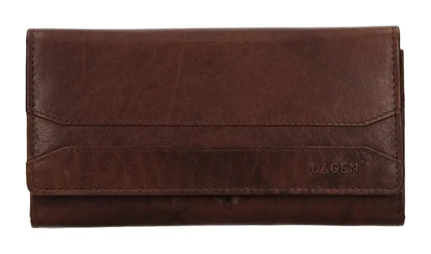 Dámská kožená peněženka Lagen W-2025 Dark Brown