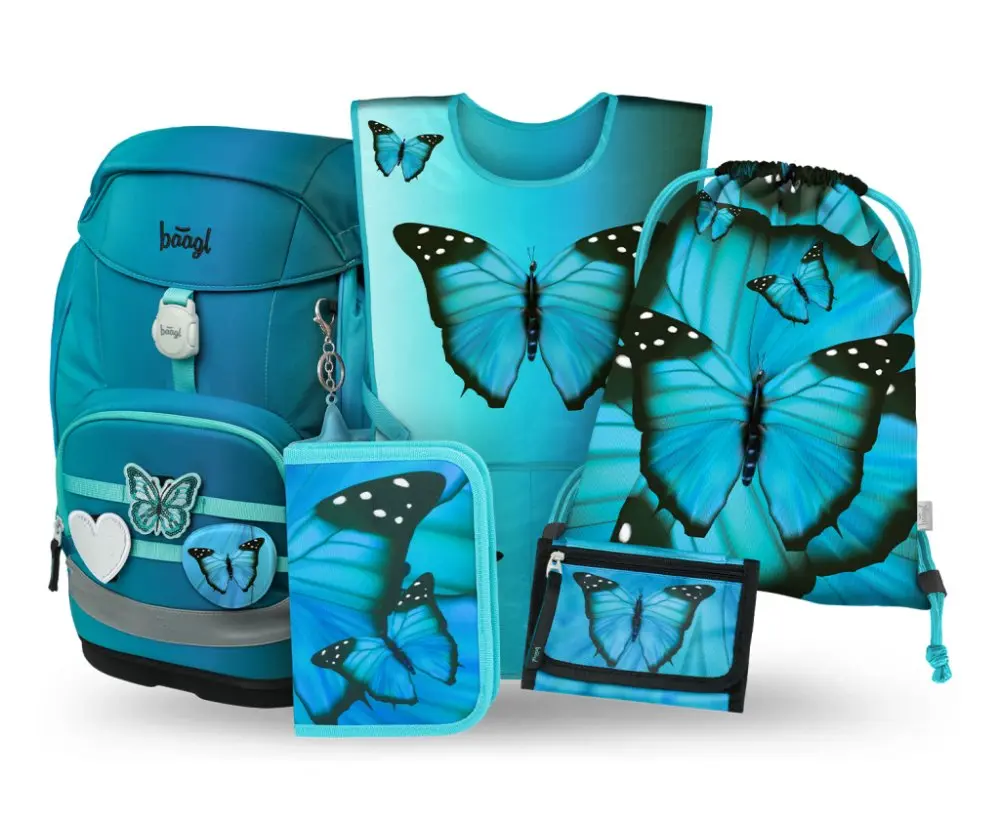 BAAGL 5 SET Airy Plus Butterfly: batoh, penál, sáček, zástěra, peněženka