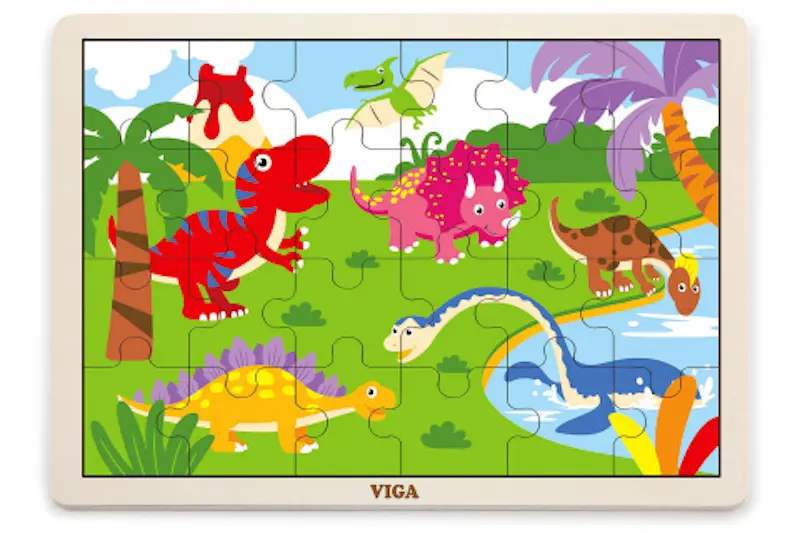 Puzzle na podstavci Viga 51460 24 dílků - dinosauři