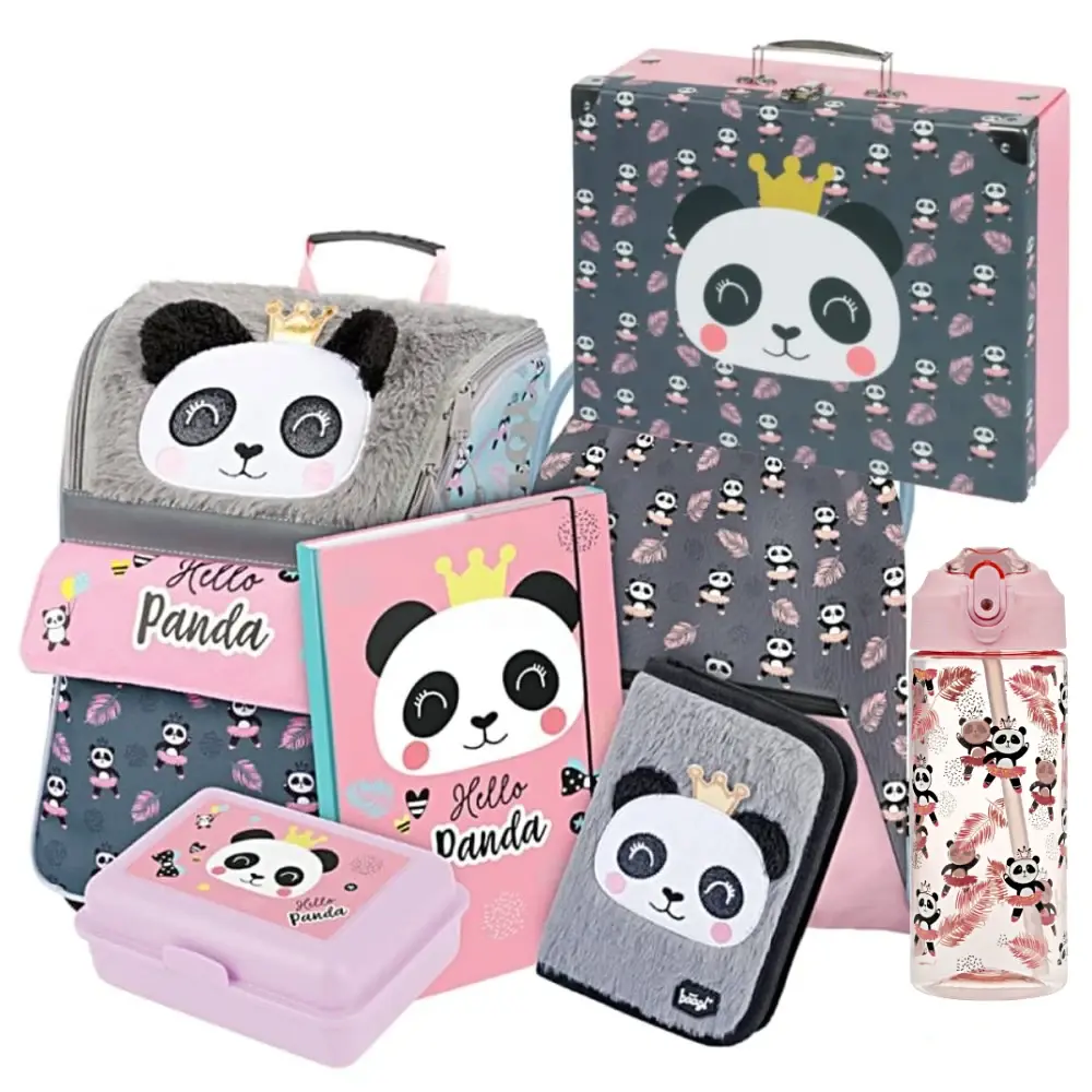 Školní aktovka v setu pro prvňáčky Baagl Zippy Panda - 7 dílů