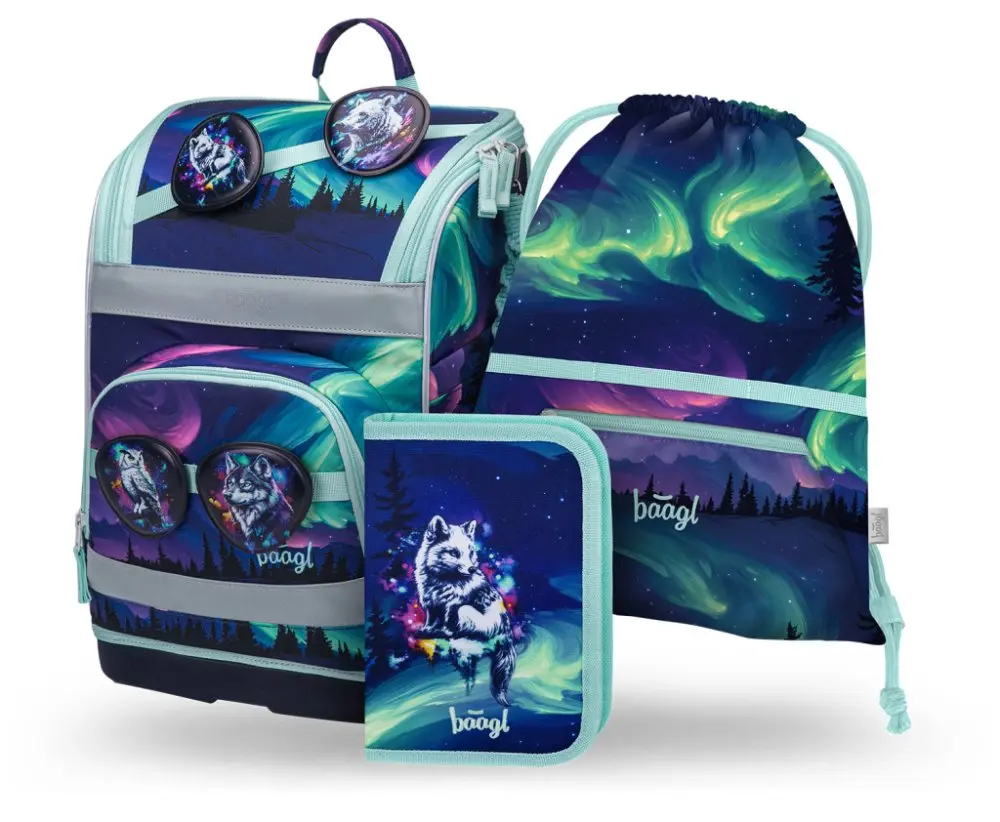 BAAGL SET 3 Zippy Plus Aurora: aktovka, penál, sáček GRS