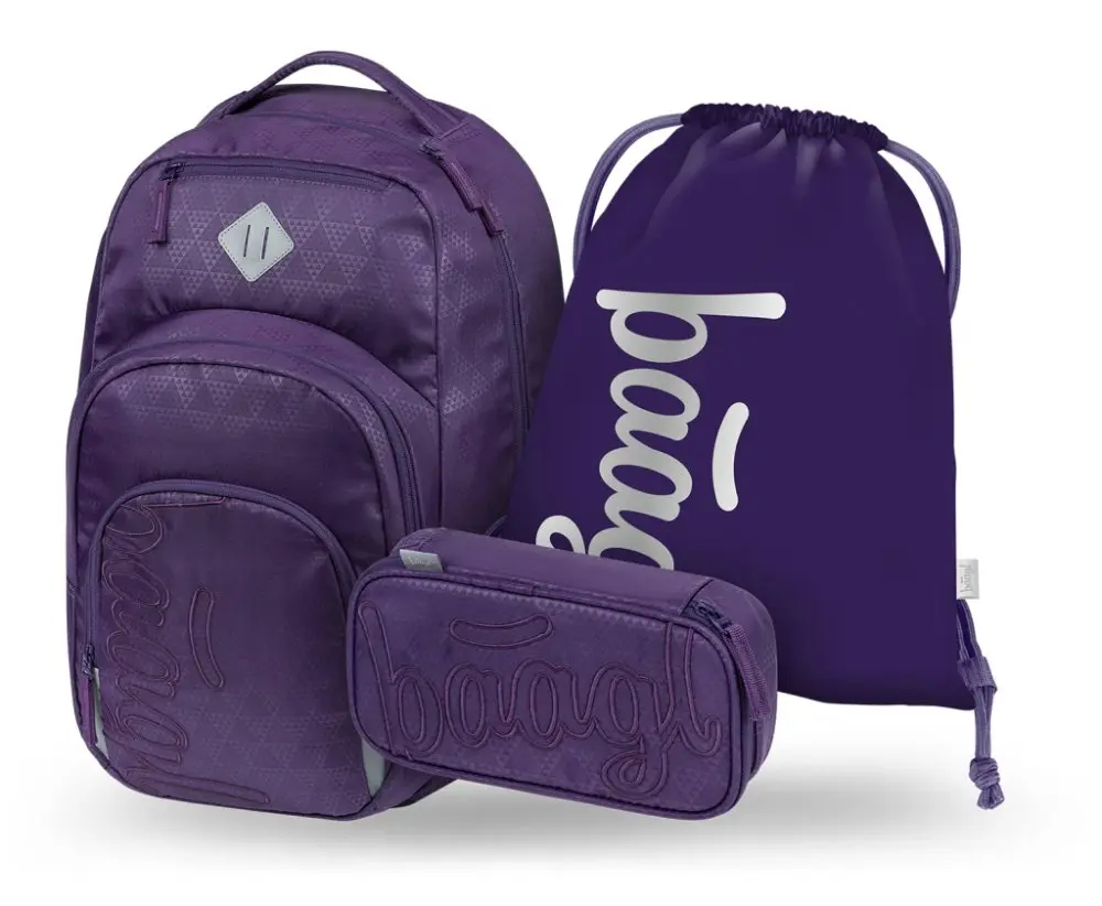 BAAGL SADA 3 Coolmate Plum: batoh, penál, sáček