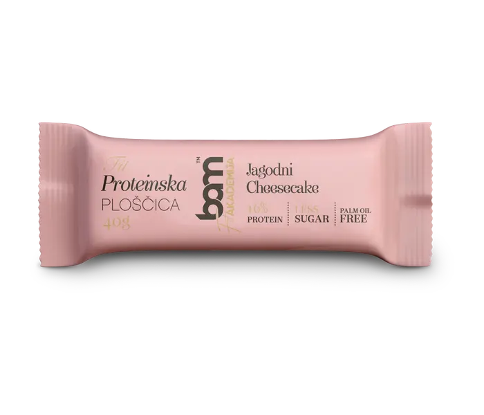 Proteinová tyčinka se sladidly, Jahodový cheesecake