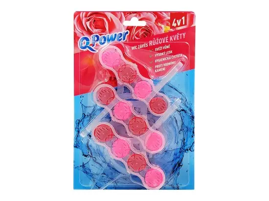 Q Power WC závěs tuhý (3ks/balení) růžové květy
