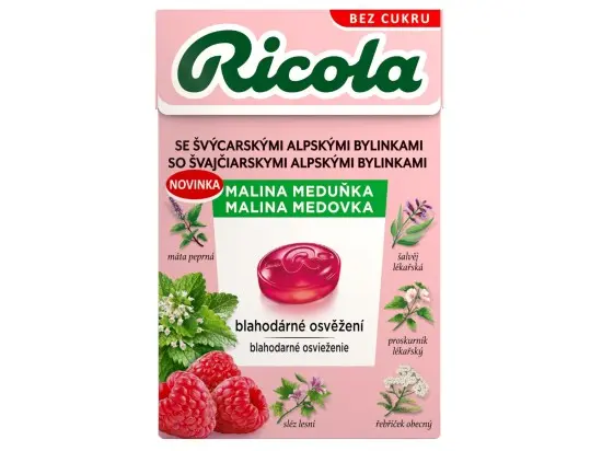 RICOLA Malina meduňka bez cukru 40g