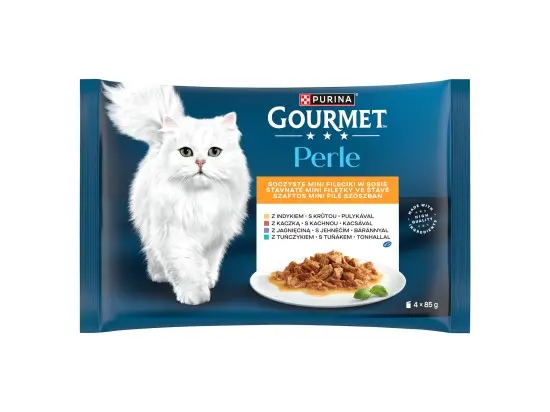 Gourmet Kapsičky pro kočky Perle mini filetky ve šťávě multipack 4x 85 g 340 g