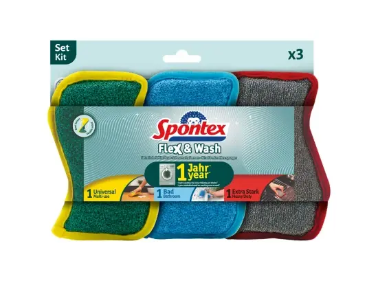 Spontex Flex & Wash Kit - houbička na nádobí - 3 ks