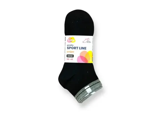 TETA SPORT LINE Bavlněné ponožky 3PACK černá 43-46