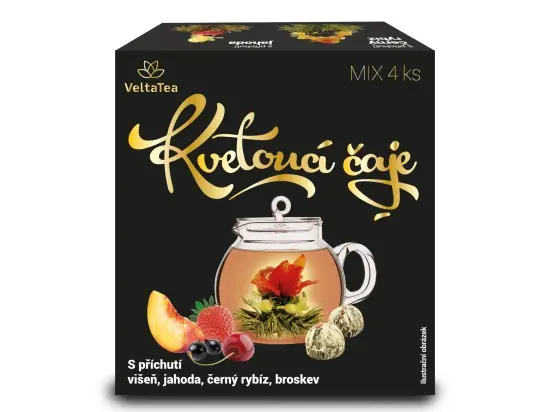 Velta Tea zelené kvetoucí čaje MIX višeň, jahoda, černý rybíz a broskev 4 ks