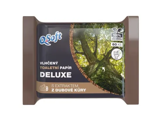 Q-Soft vlhčený toaletní papír Deluxe s extraktem z dubové kůry 60 ks